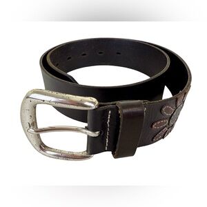 FOSSIL RUSTIC LEATHER BELT IN DARK CHOCOLATE BROWN